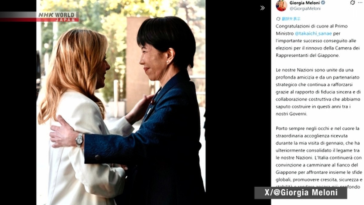 PM Italia Meloni Ucapkan Selamat kepada Takaichi Sanae Atas Kemenangan Pemilu