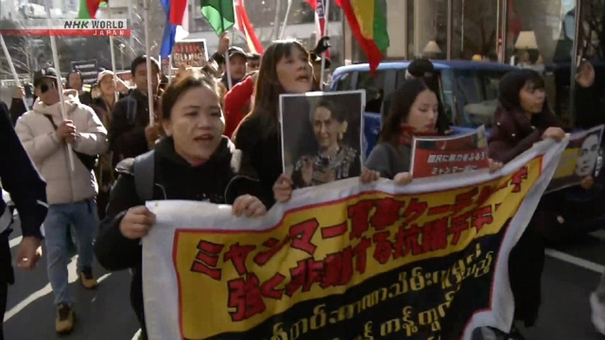 5 Tahun Kudeta Myanmar: Warga di Tokyo Tuntut Pembebasan Aung San Suu Kyi